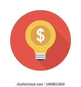 dollar bulb glyph flat vector icon