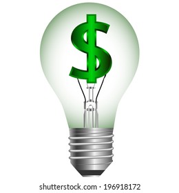 Dollar $ bulbs on a black background . Vector illustration