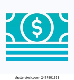 Dollar Bundle, Money Note, American Currency Icon. Isolated Gradient Vector Icon.