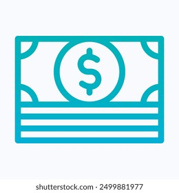 Paquete de dólar, Money Note, American Currency Icon. Icono de degradado lineal aislado.