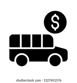 dollar bus glyph icon
