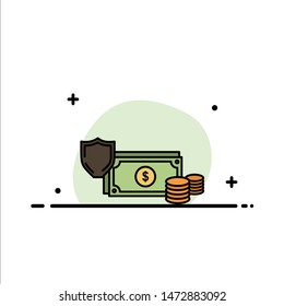 Dollar, Business, Coins, Finance, Gold, Money, Payment  Business Flat Line Filled Icon Vector Banner Template