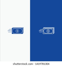 Dollar, Business, Flow, Money, Currency Line and Glyph Solid icon Blue banner Line and Glyph Solid icon Blue banner