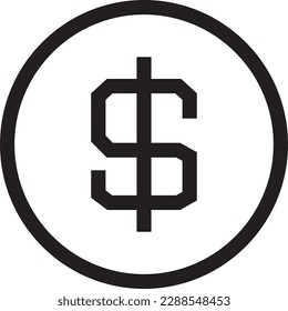 Dollar Business icon with black outline style. money, cash, payment, bank, finance, investment, growth. Vector illustration