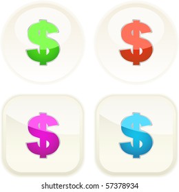 Dollar button set. Vector collection.