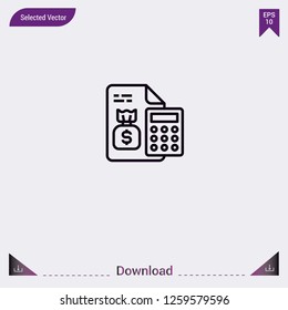 Dollar calculator icon isolated on grey background.Premium symbol for website design, mobile application, logo, ui.Vector illustration eps10.