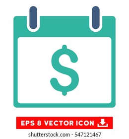 Dollar Calendar Day icon. Vector EPS illustration style is flat iconic bicolor symbol, cobalt and cyan colors.