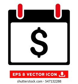 Dollar Calendar Day icon. Vector EPS illustration style is flat iconic bicolor symbol, intensive red and black colors.