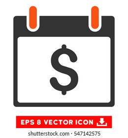 Dollar Calendar Day icon. Vector EPS illustration style is flat iconic bicolor symbol, orange and gray colors.