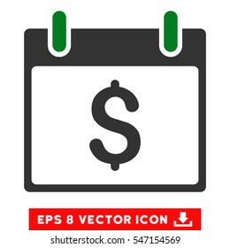 Dollar Calendar Day icon. Vector EPS illustration style is flat iconic bicolor symbol, green and gray colors.