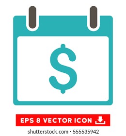 Dollar Calendar Day icon. Vector EPS illustration style is flat iconic bicolor symbol, grey and cyan colors.