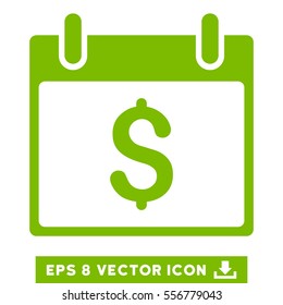 Dollar Calendar Day icon. Vector EPS illustration style is flat iconic symbol, eco green color.
