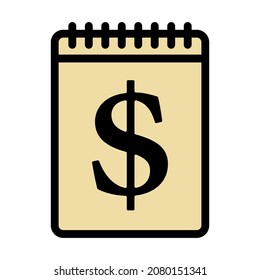 Dollar Calendar Icon. Editable Bold Outline With Color Fill Design. Vector Illustration.