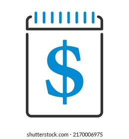 Dollar Calendar Icon. Editable Bold Outline With Color Fill Design. Vector Illustration.