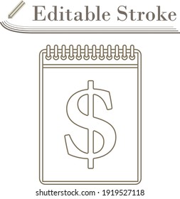 Icono del calendario del dólar. Diseño sencillo de Stroke modificable. Ilustración vectorial.