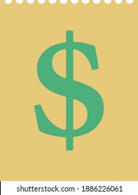 Dollar Calendar Icon. Flat Color Design. Vector Illustration.