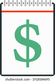 Dollar Calendar Icon. Flat Color Design. Vector Illustration.