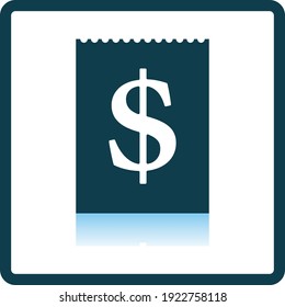 Dollar Calendar Icon. Square Shadow Reflection Design. Vector Illustration.