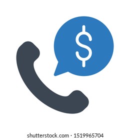 dollar call glyph colour line vector icon