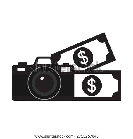 Dollar and Camera Graphic. Photo Earning Concept Camera and Cash vector Illustration