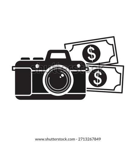 Dollar and Camera Graphic. Photo Earning Concept Camera and Cash vector Illustration
