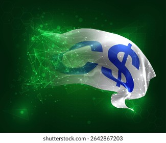 Dollar Canada, vector 3d flag on green background and numbers