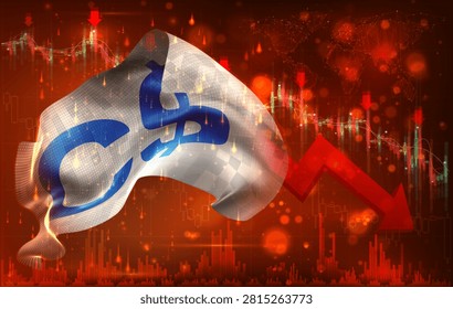 Dollar Canada, vector 3d flag financial exchange trend down