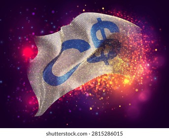 Dollar Canada, vector 3d flag with a splash of paint dots, explosion of colored dots