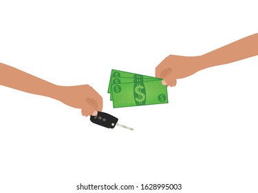Dollar and car key exchange. vector illustration