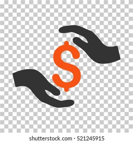 Dollar Care Hands icon. Vector pictogram style is a flat symbol, color, chess transparent background. Designed for software and web interface toolbars and menus.