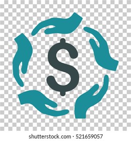 Dollar Care Hands icon. Vector pictogram style is a flat symbol, color, chess transparent background. Designed for software and web interface toolbars and menus.