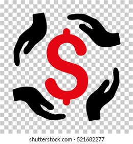 Dollar Care Hands icon. Vector pictograph style is a flat symbol, color, chess transparent background. Designed for software and web interface toolbars and menus.