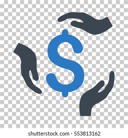 Dollar Care Hands icon. Vector pictogram style is a flat symbol, color, chess transparent background. Designed for software and web interface toolbars and menus.