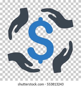 Dollar Care Hands icon. Vector pictograph style is a flat symbol, color, chess transparent background. Designed for software and web interface toolbars and menus.