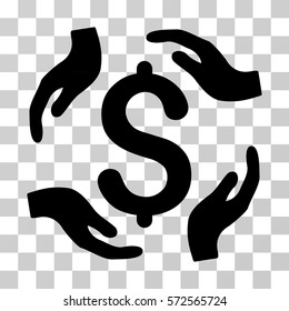 Dollar Care Hands icon. Vector illustration style is flat iconic symbol, black color, transparent background. Designed for web and software interfaces.