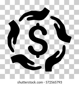 Dollar Care Hands icon. Vector illustration style is flat iconic symbol, black color, transparent background. Designed for web and software interfaces.