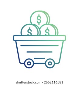 ícone de carrinho de dólar com vetor branco plano de fundo ilustração de estoque