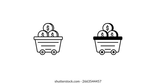 dollar cart set icon with white background vector stock illustration