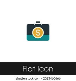 Dollar Case Flat icon Design Isolated White Background, Eps 10
