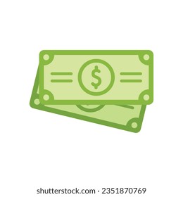 Icono de subasta de efectivo en dólares vector plano. Precio de venta. Virtual virtual móvil aislado