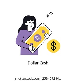 Dollar Cash Concept vector illustration.  isolated on white Background.