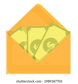 Dollar Cash Envelope Icon. Cartoon Of Dollar Cash Envelope Vector Icon For Web Design Isolated On White Background