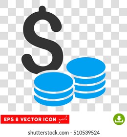 Dollar Cash EPS vector icon. Illustration style is flat iconic bicolor blue and gray symbol.