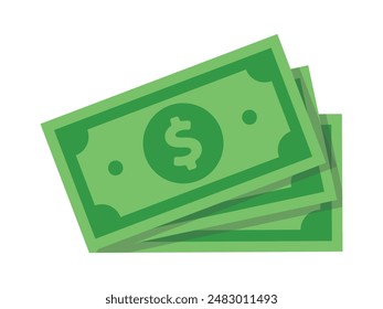 dollar cash green money flat design vector illustration