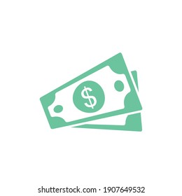 Dollar cash icon. Currency symbol. Green money in flat style. Vector illustration isolated on white background.