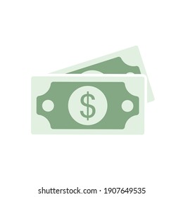 Dollar cash icon. Currency symbol. Green money in flat style. Vector illustration isolated on white background.