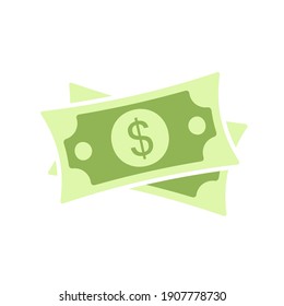 Dollar cash icon. Currency symbol. Green money in flat style. Vector illustration isolated on white background.