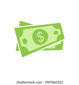 Dollar cash icon. Currency symbol. Green money in flat style. Vector illustration isolated on white background.