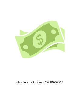 Dollar cash icon. Currency symbol. Green money in flat style. Vector illustration isolated on white background.