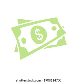 Dollar cash icon. Currency symbol. Green money in flat style. Vector illustration isolated on white background.